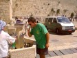 Taking a drink at the wailing wall